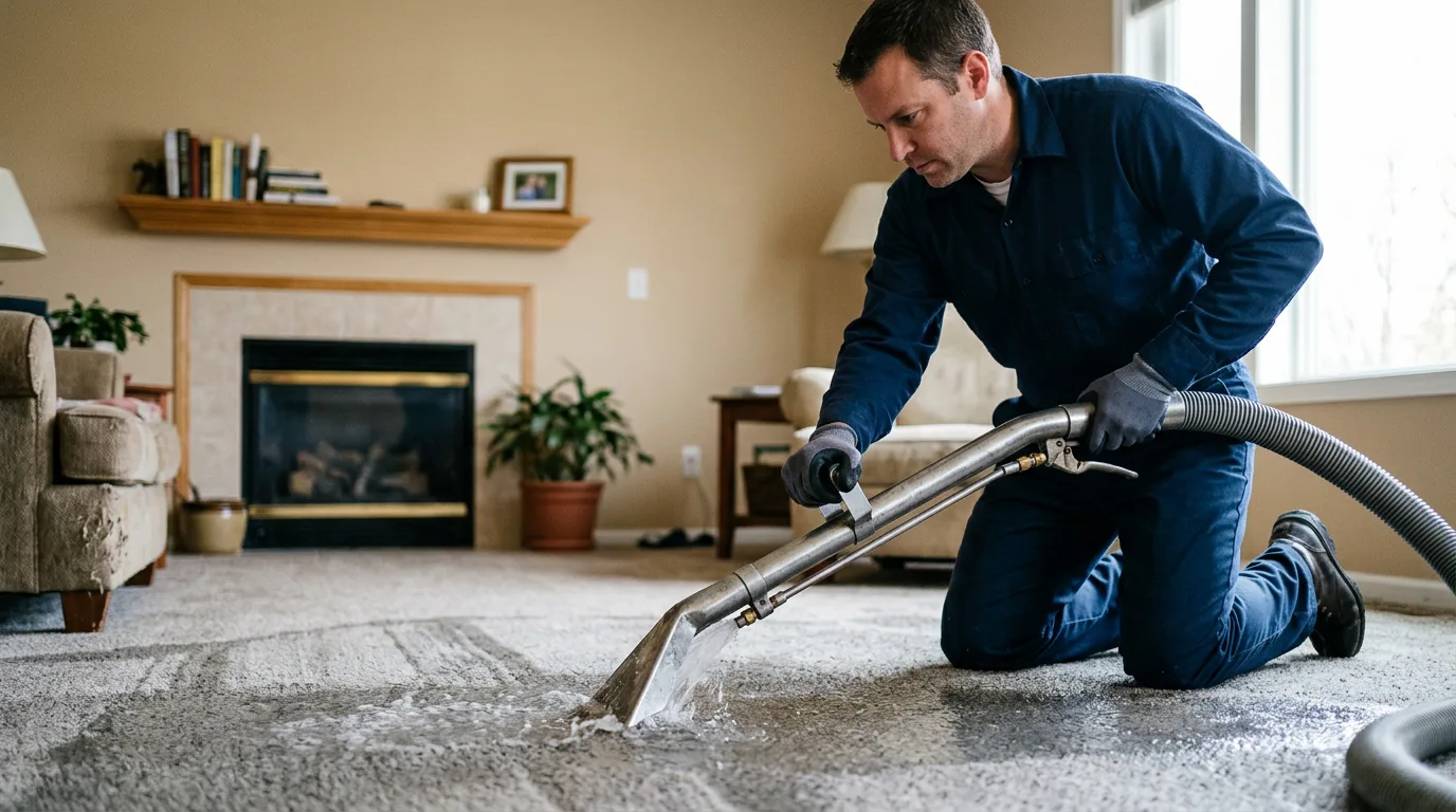 Water damage restoration technician working near Pulaski, WI